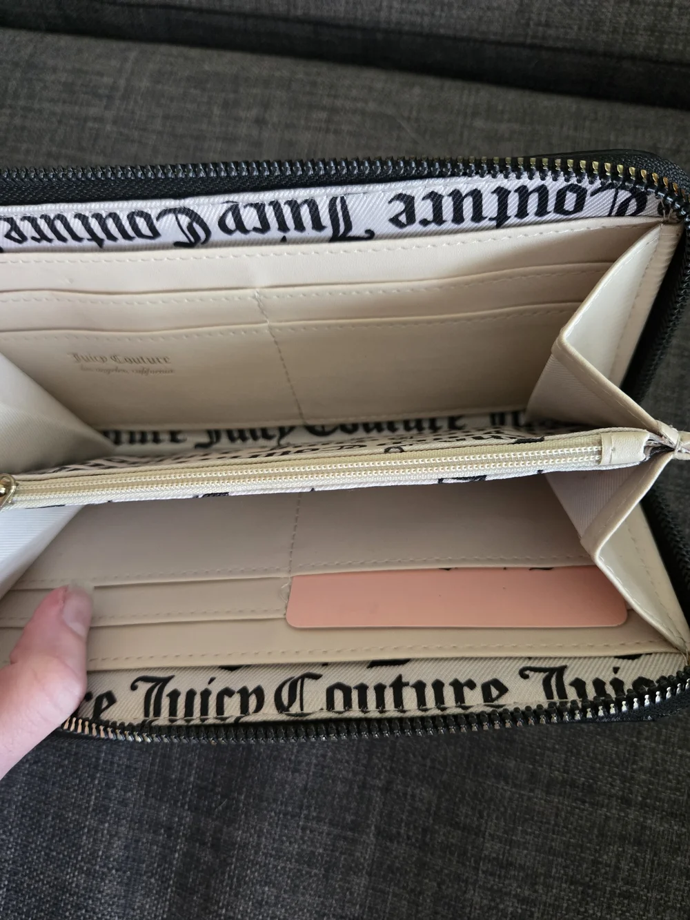 Juicy Couture Black Embossed Zip Wallet Clutch NWOT